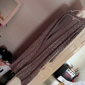 Kaisely Leopard Print Cardigan - Gray and Brown